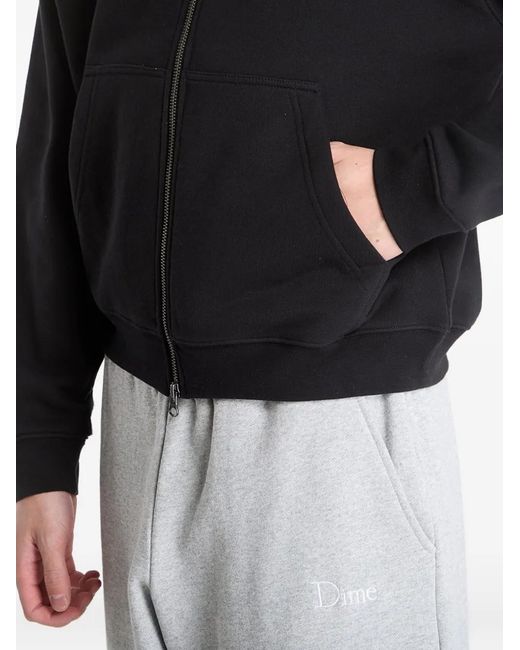 Dime Black Hoodie Zippé À Logo Brodé