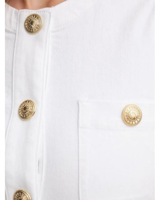 Liu Jo White Short Dress With Logo Buttons