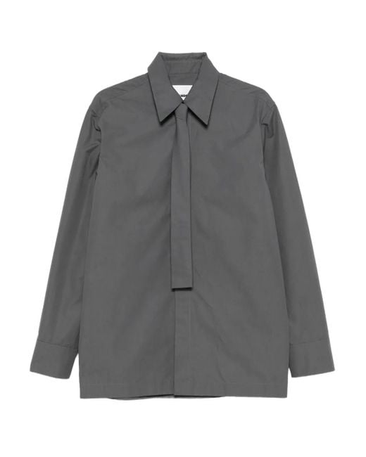 Jil Sander Overhemd Met Gestrikte Hals En Lange Mouwen in het Gray voor heren