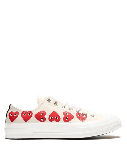 COMME DES GARÇONS PLAY White Chuck 70 Ox "Multi Hearts" Sneakers