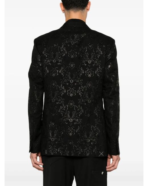Etro Black Patterned-Jacquard Blazer for men