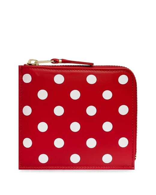 Comme des Garçons Red Polka-Dot Zip-Around Wallet for men