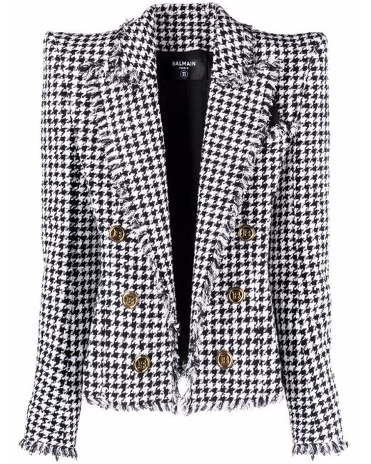 balmain houndstooth blazer