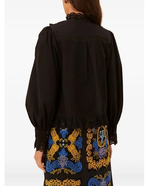 Farm Rio Black Cotton Laced Shirt