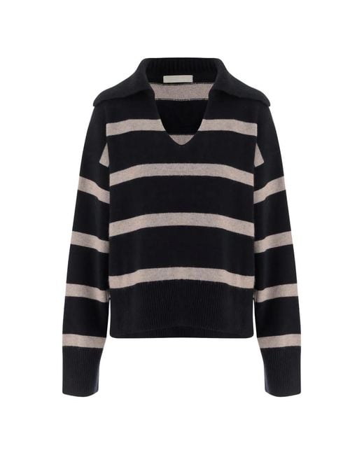 Pull Rayé À Col V Allude en coloris Black