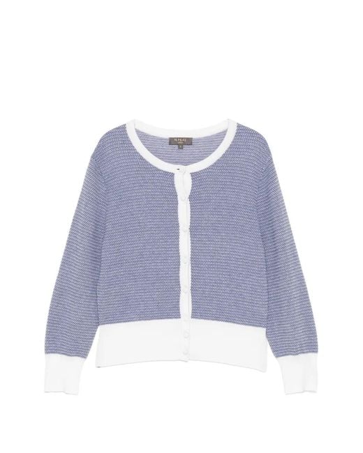 N.Peal Cashmere Purple Jacquard Cardigan