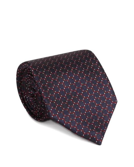 Zegna Purple Geometric-Pattern Tie for men