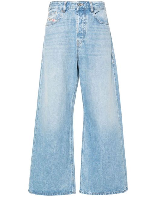 DIESEL Blue Low-rise Wide-leg Jeans