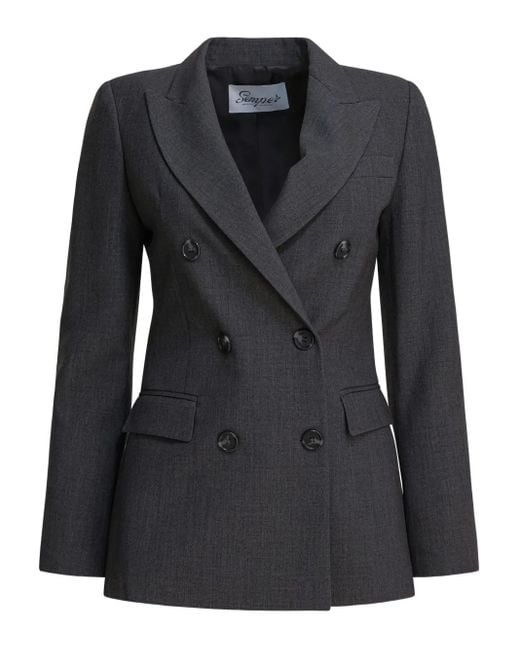 Semler Black Double-Breasted Pocketed Blazer