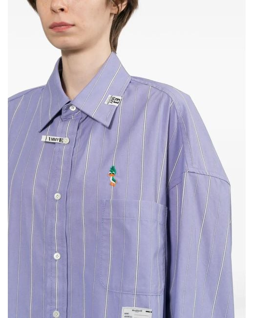 Maison Mihara Yasuhiro Purple Leon Embroidery Stripe Shirt