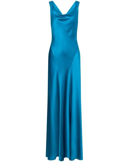 Alberta Ferretti Blue Cowl-Neck Gown