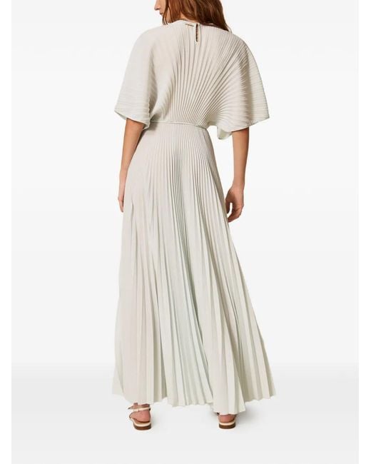 Twinset White Crêpe De Chine Pleated Dress