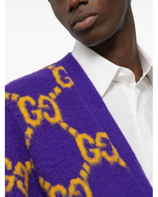 Gucci Cardigan mit GG-Intarsie in Purple für Herren
