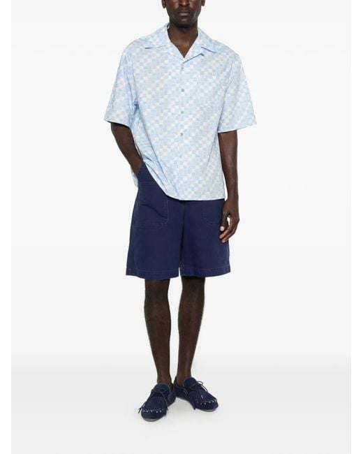 Marni Blue Buttoned Patterned Shirt for men