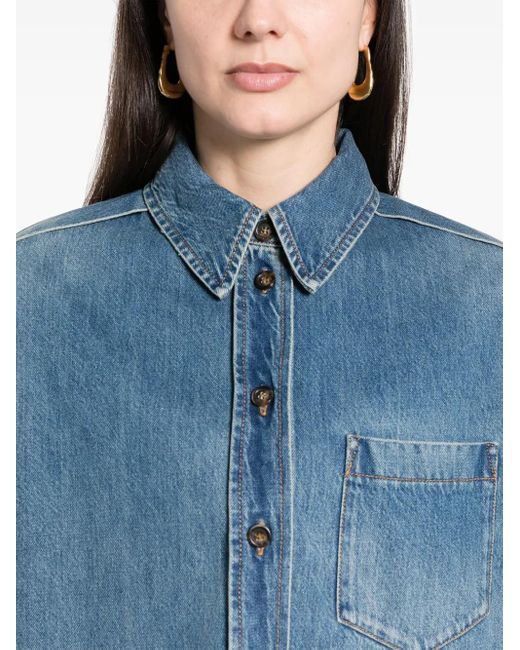 Victoria Beckham プリーツ デニムシャツ Blue