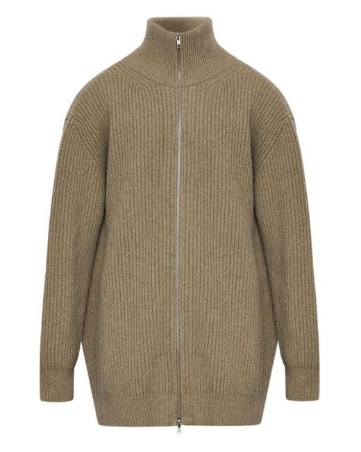 MM6 by Maison Margiela Natural Ribbed Zip-Up Jacket