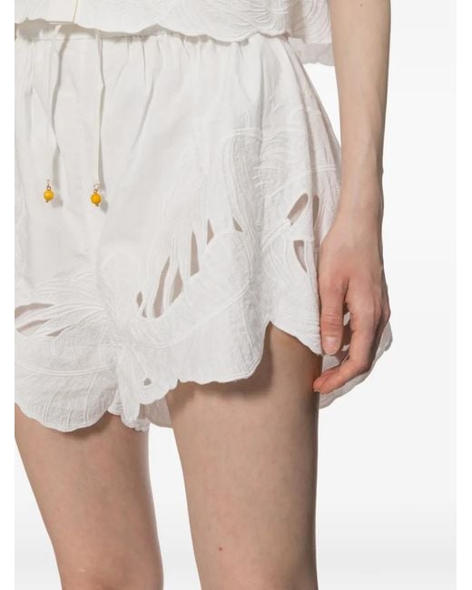 Zimmermann White Mahon Cotton Shorts