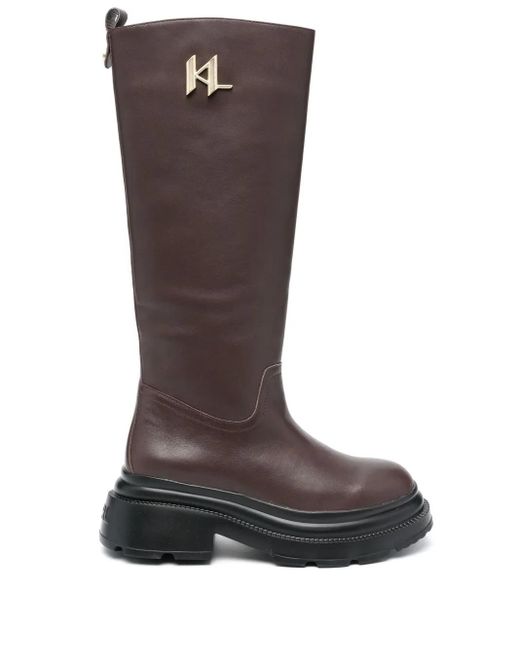 Karl Lagerfeld Brown Danton Knee-High Riding Boots