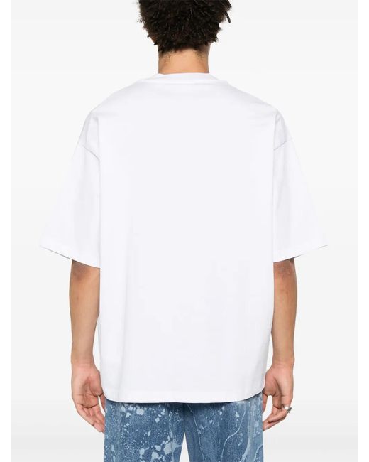 John Richmond White Necklace-Print Cotton T-Shirt for men