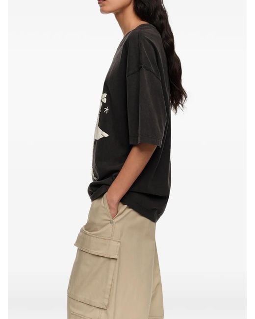 Bimba Y Lola Black Graphic-Print T-Shirt