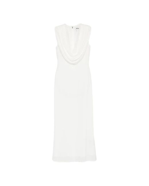 ROTATE BIRGER CHRISTENSEN White Elegant Long Dress With Removable Shoulder Straps