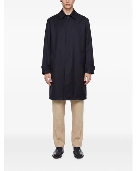 Kiton Blue Button-Fastening Single-Breasted Coat for men