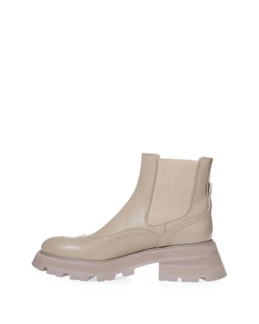 McQueen Natural Brogue-Detail Chelsea Boots