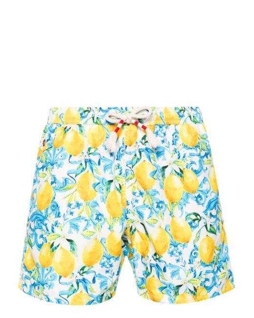 Mc2 Saint Barth Blue Baroque Lemon-print Swim Shorts for men