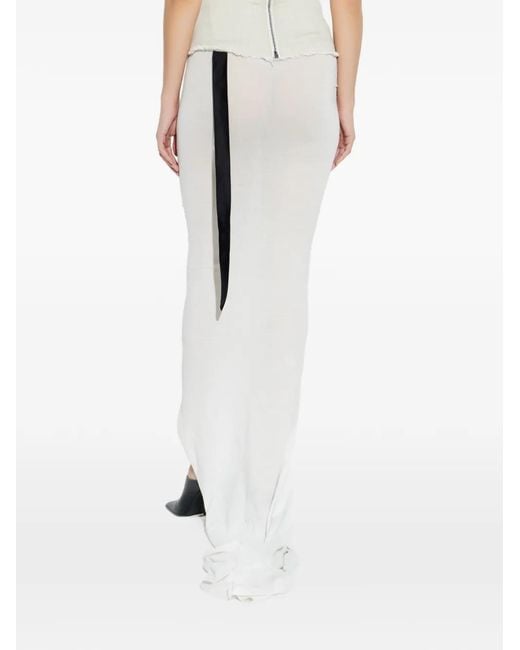 Rick Owens White Drawstring Slit Skirt