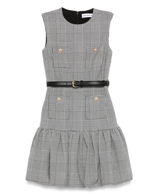 Self-Portrait Gray Prince Of Wales Check Mini Dress
