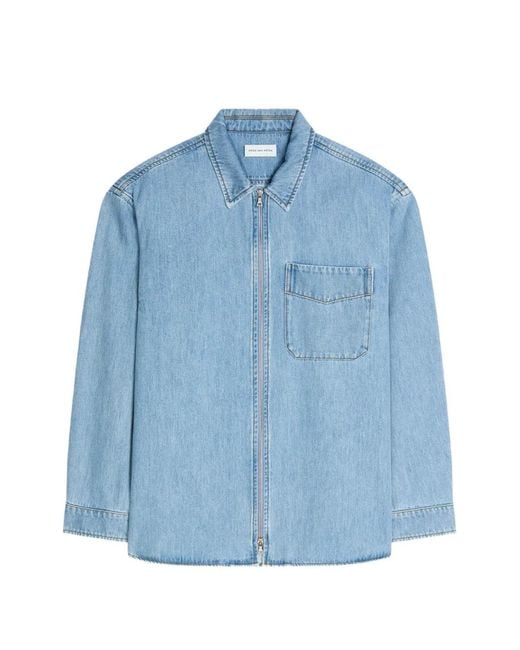 Dries Van Noten Blue Zipped Shirt for men