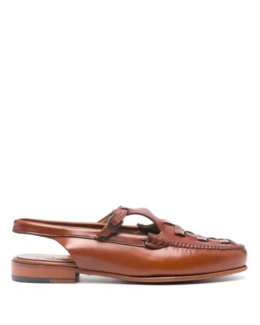 Hereu Brown Roqueta Leather Slippers