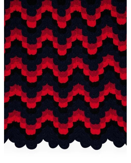 Escvdo Red Ursula Wave-Pattern Crochet Maxi Dress