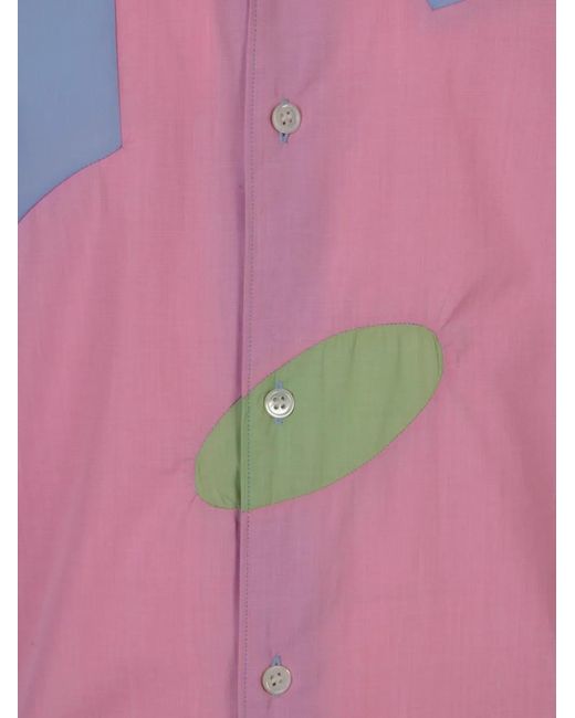 Comme des Garçons Blue Chemise À Design Patchwork for men
