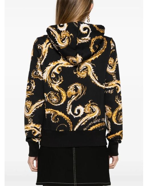 Versace Jeans Couture Black Barocco-Print Hoodie