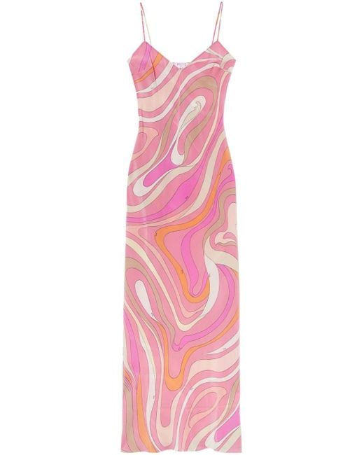 pucci pink dress PUCCI Orchidee And Iride-print Maxi Dress | Pink
