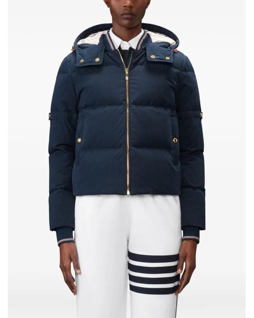 Thom Browne Blue Waxed-Tech Down Jacket