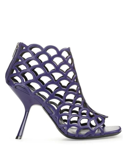 Sergio Rossi Blue Mermaid Leather Cage Sandals
