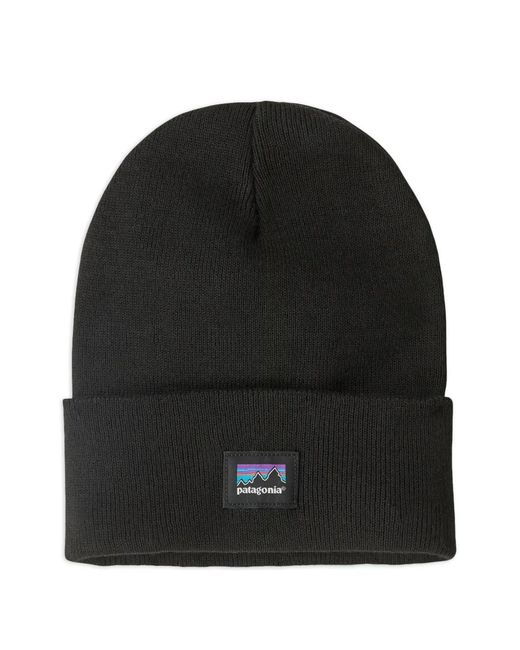 Patagonia Black Everyday Logo-Patch Knit Beanie Hat for men