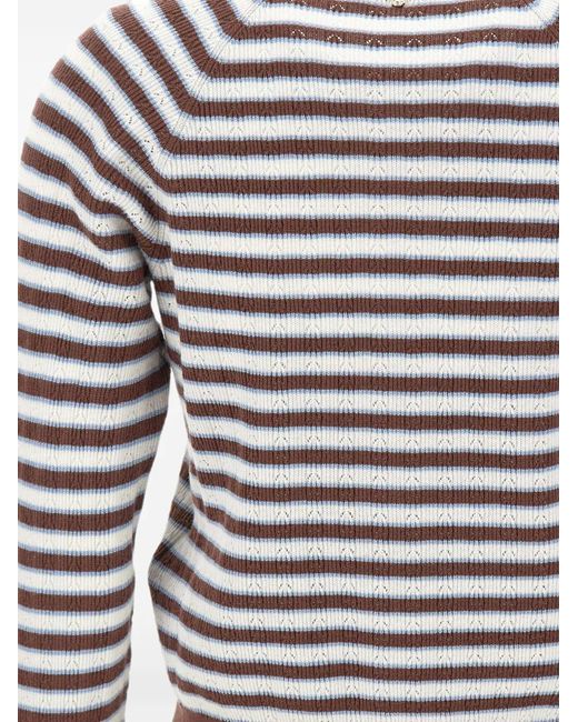 Liu Jo White Crystal-Embellished Striped Cardigan
