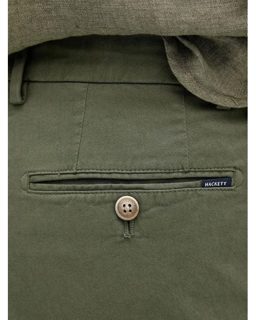 Hackett Green Button-Pockets Twill Shorts for men