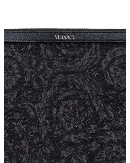 Versace Black Barocco-Jacquard Clutch Bag for men