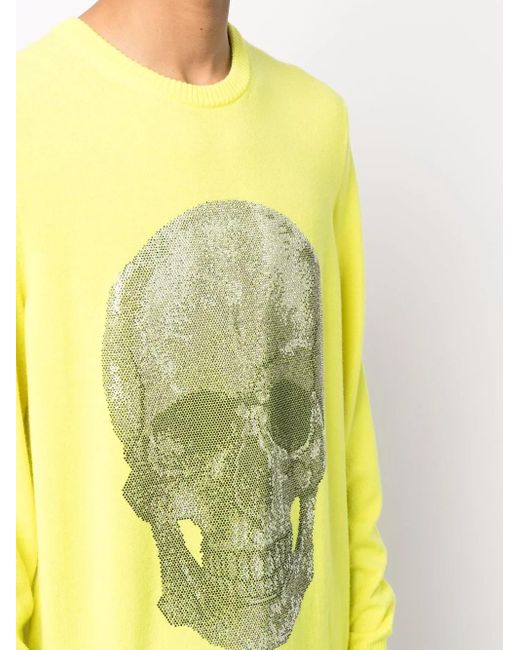Jersey de punto con motivo de calavera Philipp Plein de hombre de color Yellow