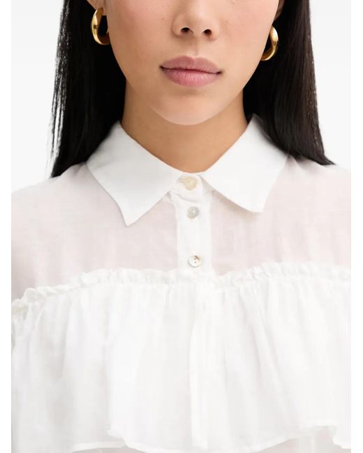 Aniye By White Carmen Ruffled Cropped Shirt
