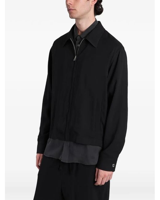 Grifoni Black Casual Zip-Up Collared Jacket for men