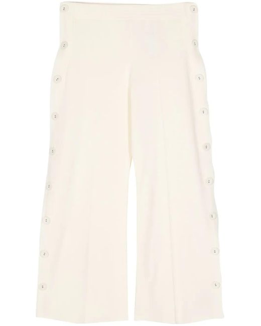 Jil Sander Natural Side-Button Straight-Leg Trousers