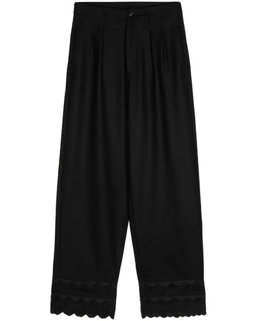 Bode Black Scallop-Detailing Wool Trousers