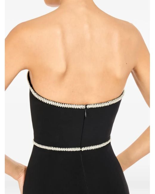 Jenny Packham Black Odette Bow-Embellished Beaded Midi Dress