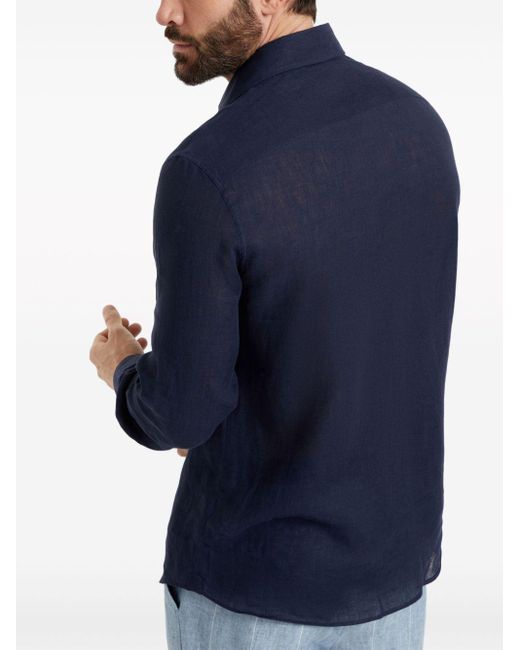 Brunello Cucinelli Blue Long-sleeve Linen Shirt for men
