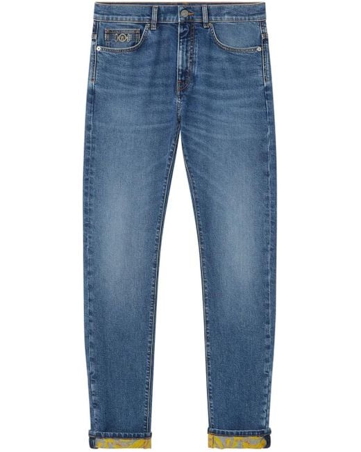 Versace Blue Barocco Slim-Fit Jeans for men